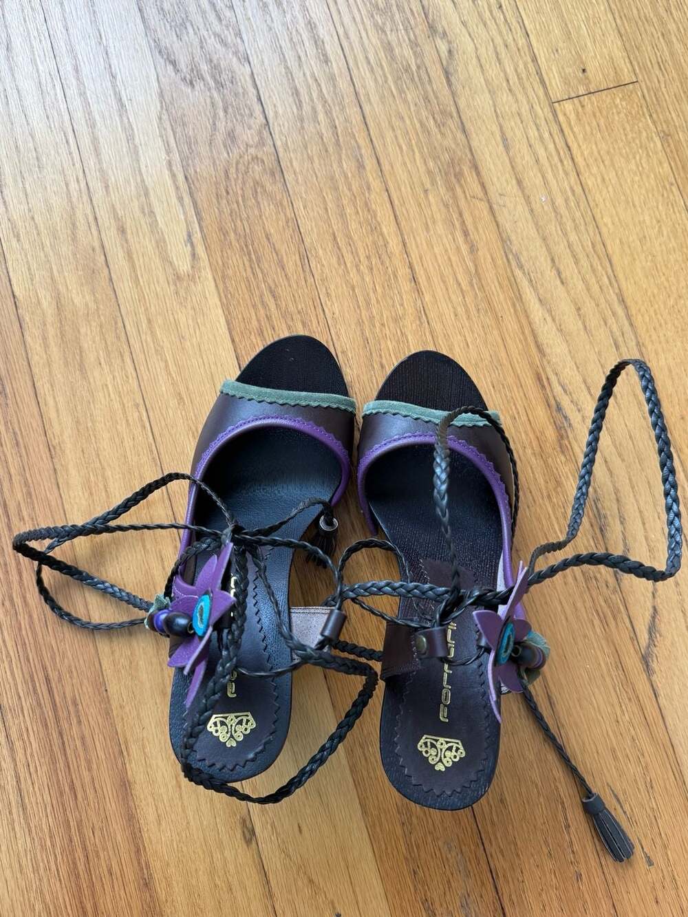 Fornarina Y2K Womens Strappy Heels Floral Lace Up Wrap Sandals Size Unknown